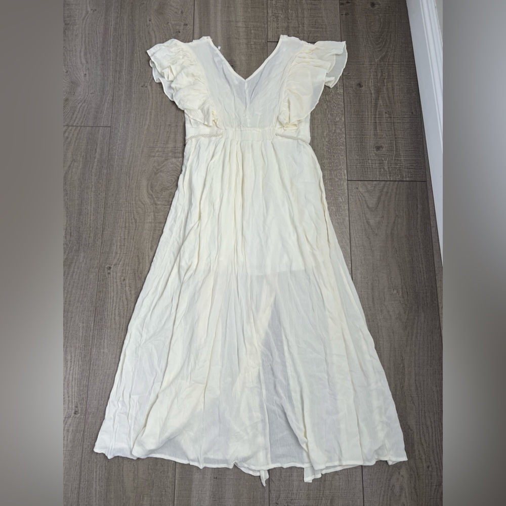 NWT Baltic Born Jennifer Deep V Neck Maxi Dress With Ruffle Sleeves Size Medium - Picture 14 of 14